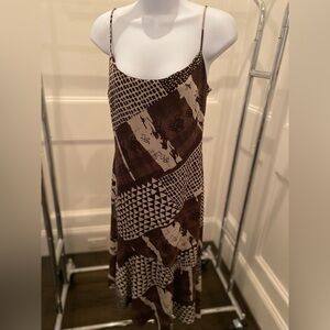 BCBGMaxAzria Brown Geometric Midi Dress
